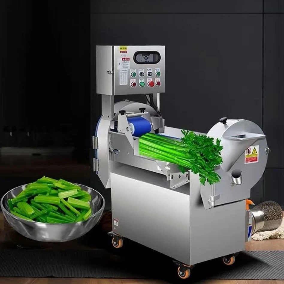 Commercial Fully Automatic Double Head Vegetable Cutter, Variable Frequency, Multi-function Slice Shred for Canteen Factory