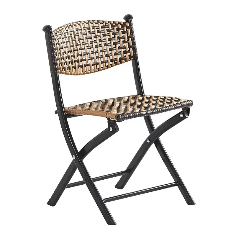 

Rattan chair casual small stool simple backrest chair plastic wovenbalcony outdoor portable single folding