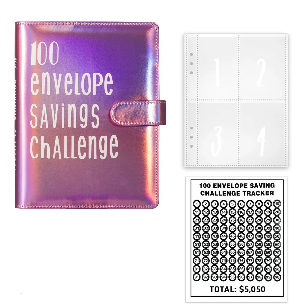 

A5 Size Challenge Budget Binder 100 Day Envelope 100Envelopes Challenge Notebook Dazzling Colors Money Organizer