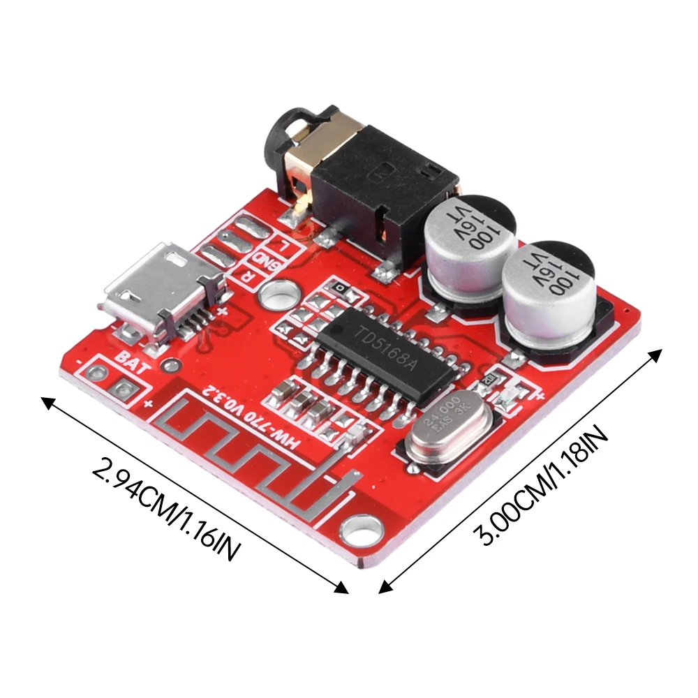 Bluetooth Audio Receiver Board Bluetooth 5.0 MP3 Lossless Decoder Board Wireless Stereo Music Module 3.7-5V HW-770-0.2V