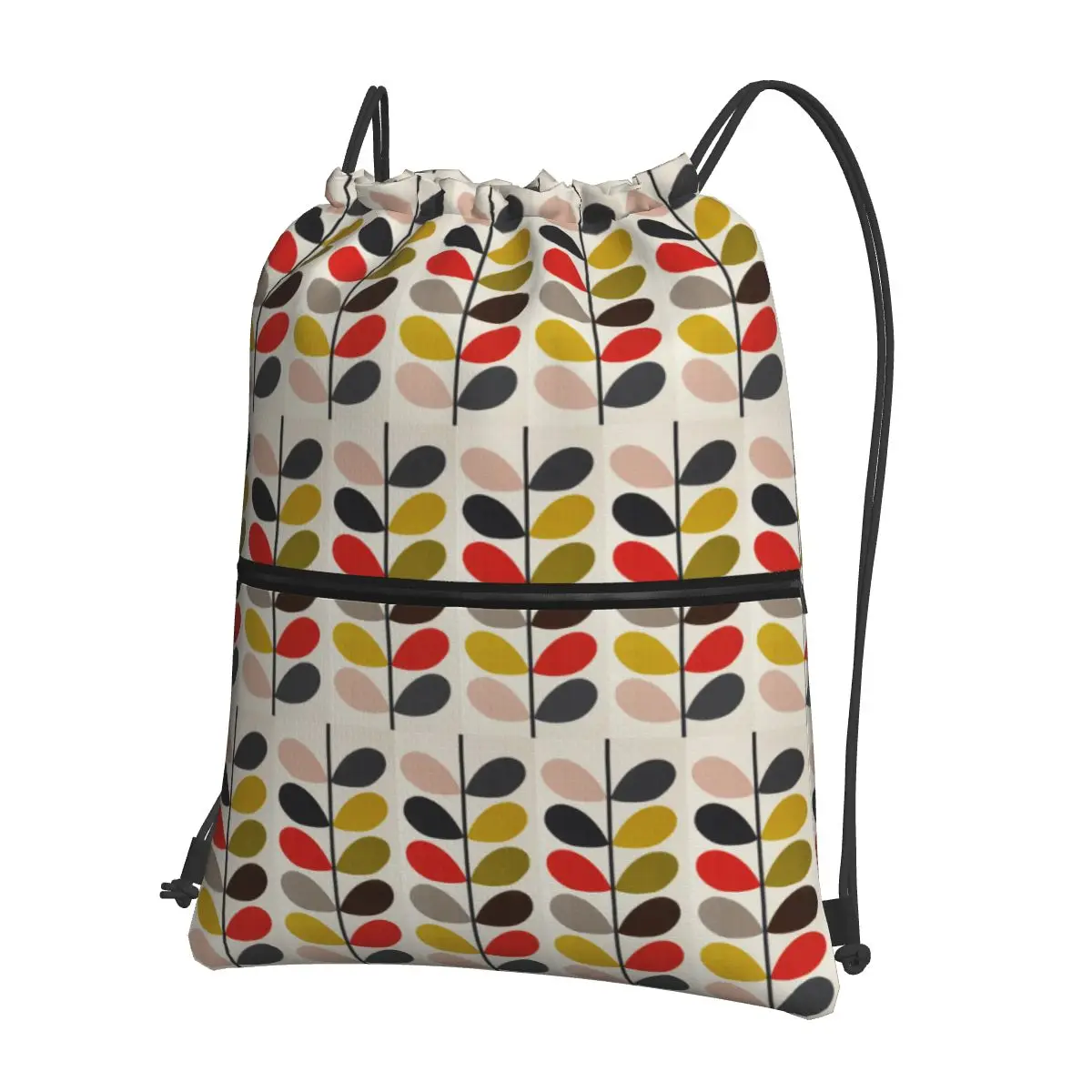 Mochilas Orla Kiely de color cerise fucsia intenso con asa sólida, bolsos casuales con cordón, bolsos para zapatos, bolsos para libros, para viajes y estudiantes