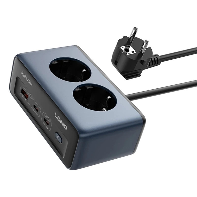  5-Port Power Socket PD45W USB C Charging For Notebook Phone 2AC Socket 3 USB Port Type C A Child Safety For Desk