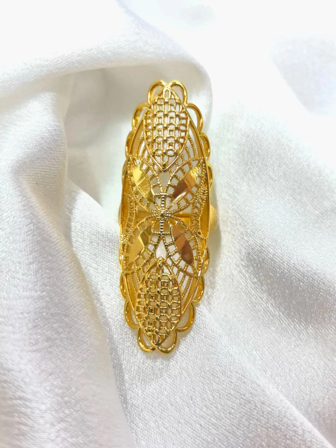 GOOD Dubai Golden Ring Brazilian Women 24K Gold Plated Wedding Bride Arabic Ethiopian Big Nigerian Jewellery Moroccan Resizabl