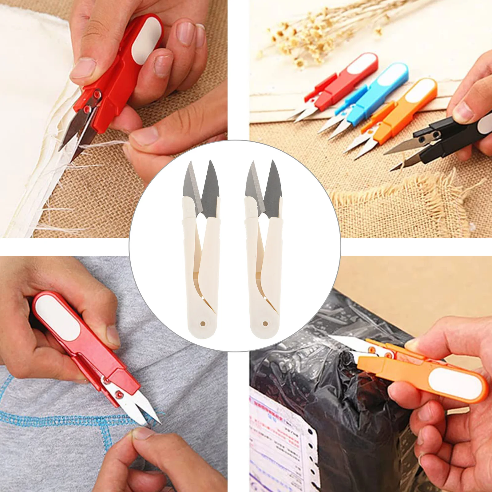 

2 шт. маленькие U-образные ножницы для изготовления ткани, универсальный резак для ручной работы, удобная крышка