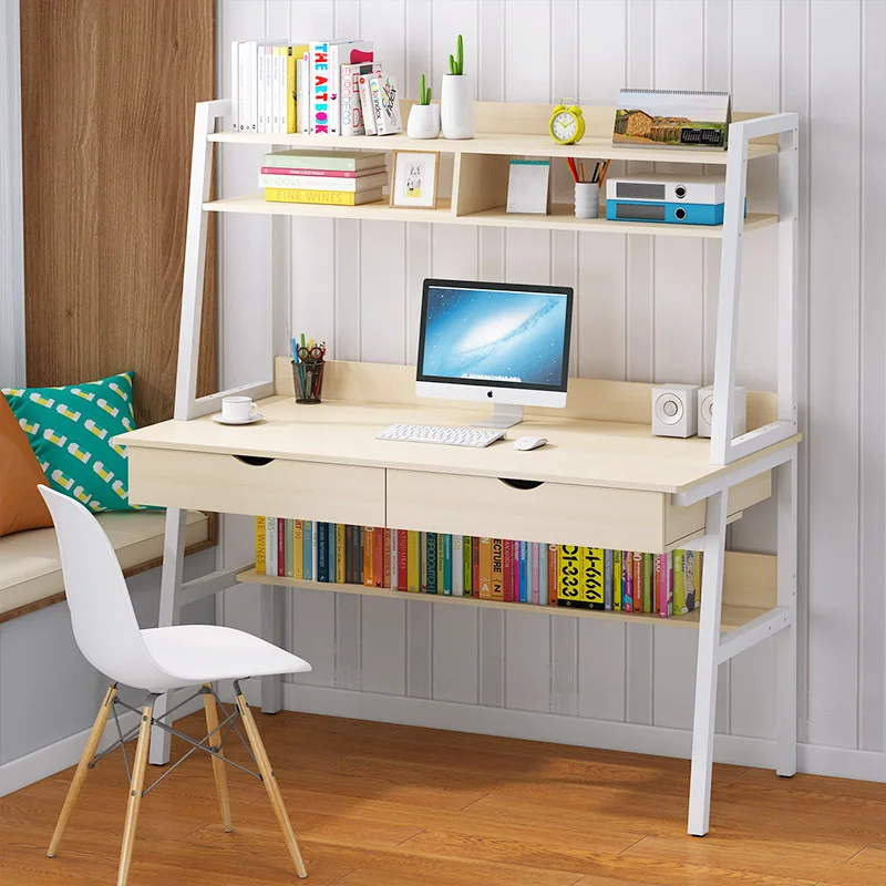 Solid wood children's desk bookshelf combination integrated bookcase with shelf