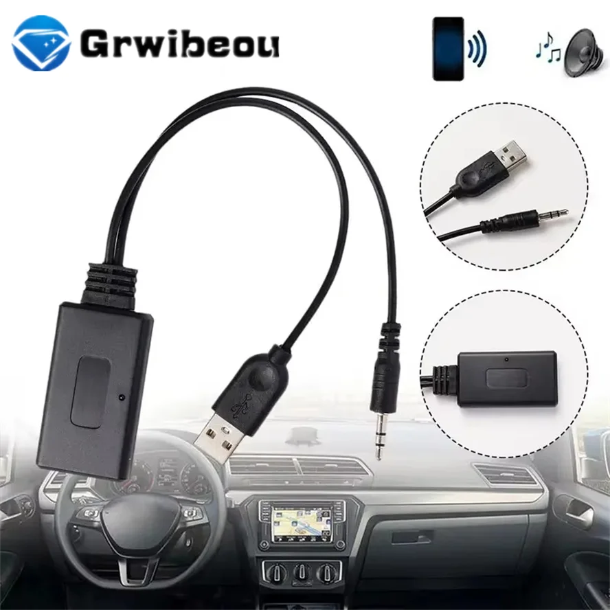 

Universal Car Wireless Bluetooth 5.0 Compatible Receiver USB 3.5mm Auxiliary Media Bluetooth Music Player Audio Cable Adapter