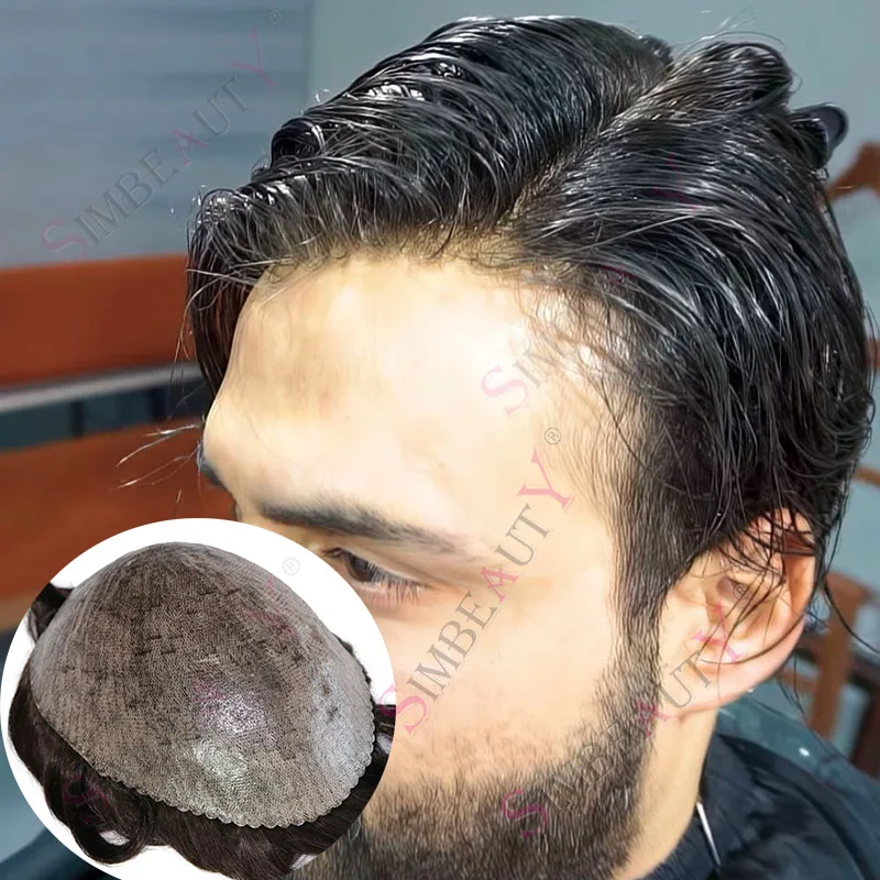 

Натуральный коричневый # 2 # 3 # 4 # 6, мужской парик, прочный, полностью тонкая кожа, 100% человеческие волосы, черный, серый, 1B20, 1B80, невидимый протез для волос