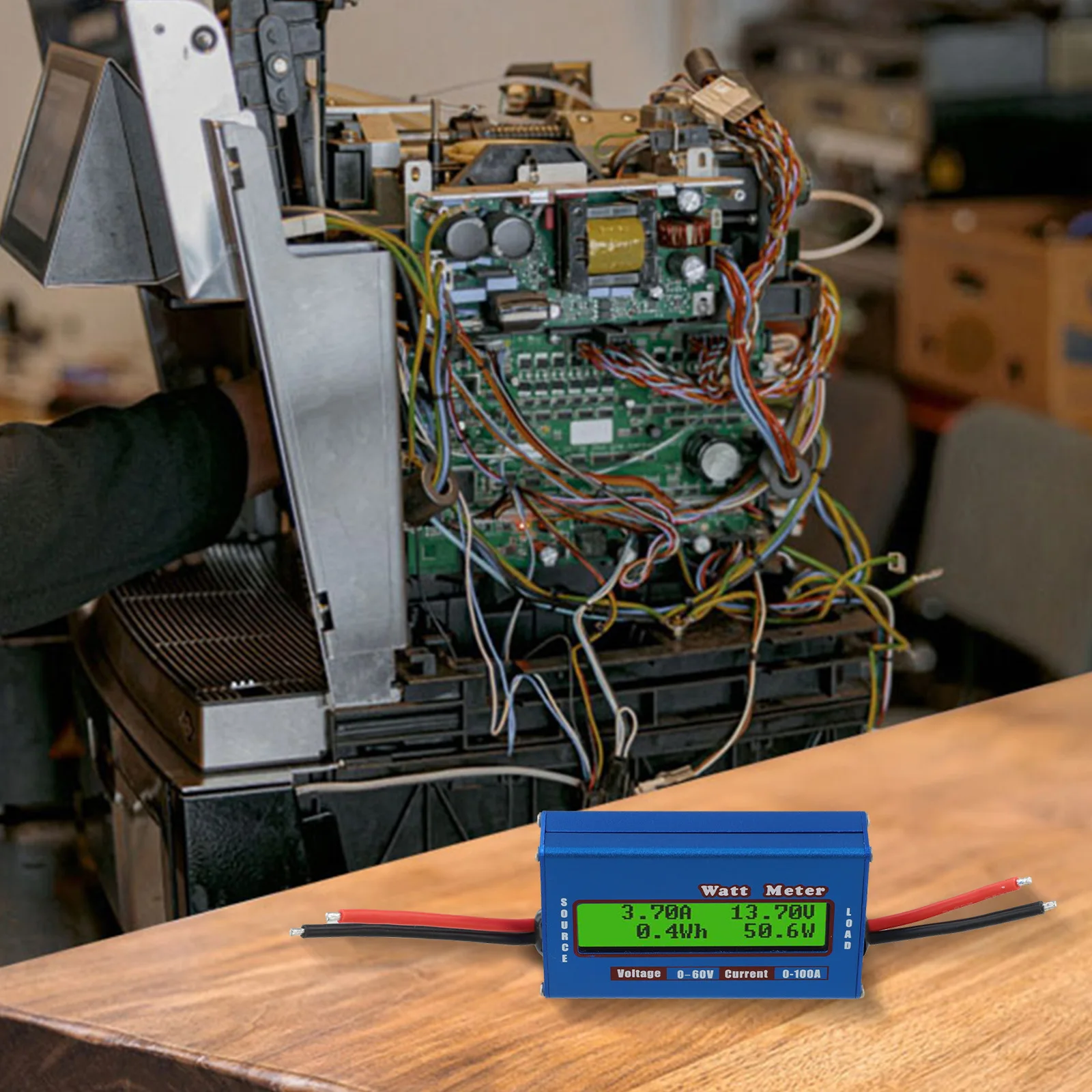 Digital LCD DC Power Analyzer 0-100A 4-60V Watt Meter For Solar Wind System Current Energy Monitoring Blue