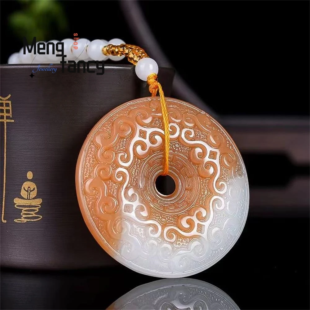 Natural Hetian Jade Retro Ruyi Auspicious Cloud Peace Pendant Exquisite Mascots Fashion Fine Jewelry Best Selling Holiday Gift