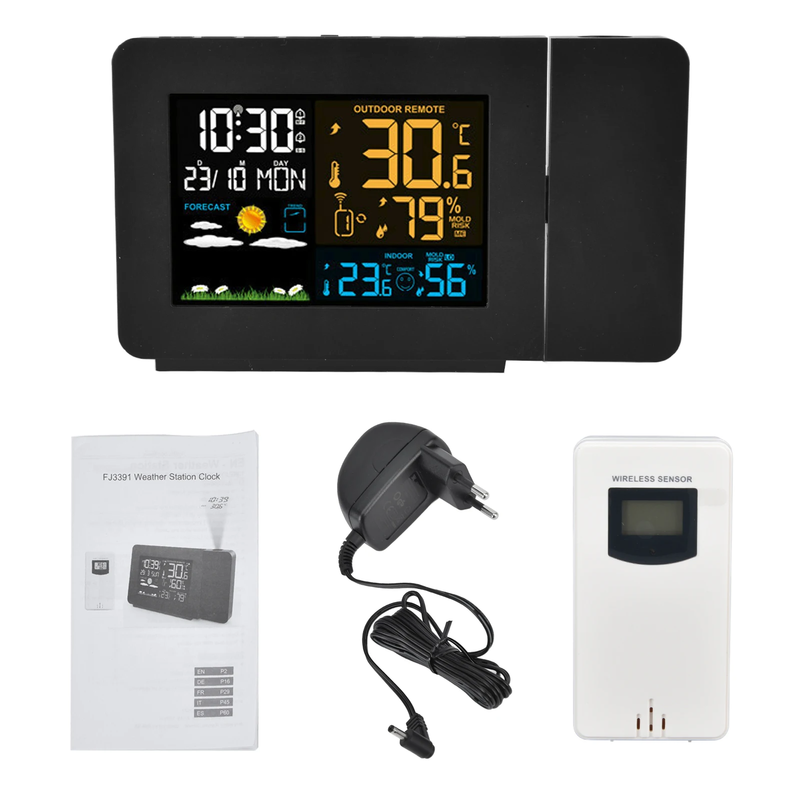 

【New】Indoor Outdoor Hygrometer 7 Languages Display Indoor Outdoor Thermometer 60m Data for Outdoor Activities for Home