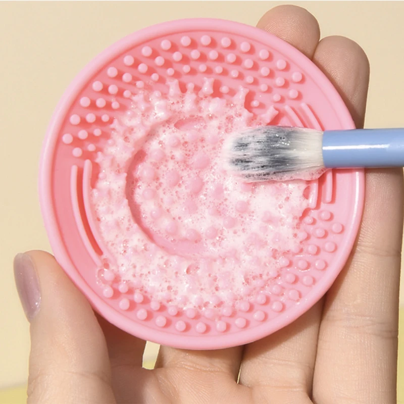 1PC solido supporto per dita pennelli per trucco in silicone tappetino per pulizia cosmetici con ventose strumenti per la salute di bellezza facile da lavare