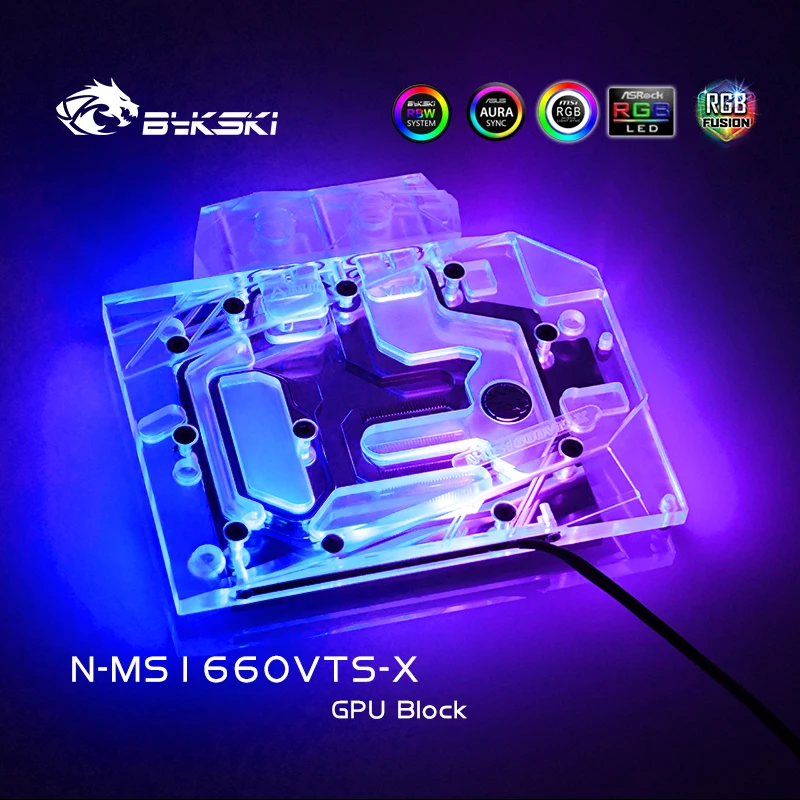 BYKSKI Water Cooling Block for MSI GeForce GTX 1660 VENTUS XS 6G OCV1 /5V 3PIN/12V 4PIN A-RGB /RGB Light