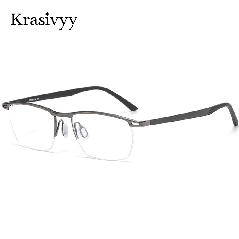 Krasivyy Titanium Half-Rim Glasses Frame Men Rectangle Business Style TR90 Eyeglasses Male European Brand Quality Eyewear 8751