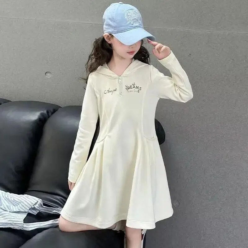 

Kawaii Girl Fashion Tops Dress Student Spring and Autumn Casual Long Sleeves Hooded Sweatsuit A-Line Skirt Children's Clothing
