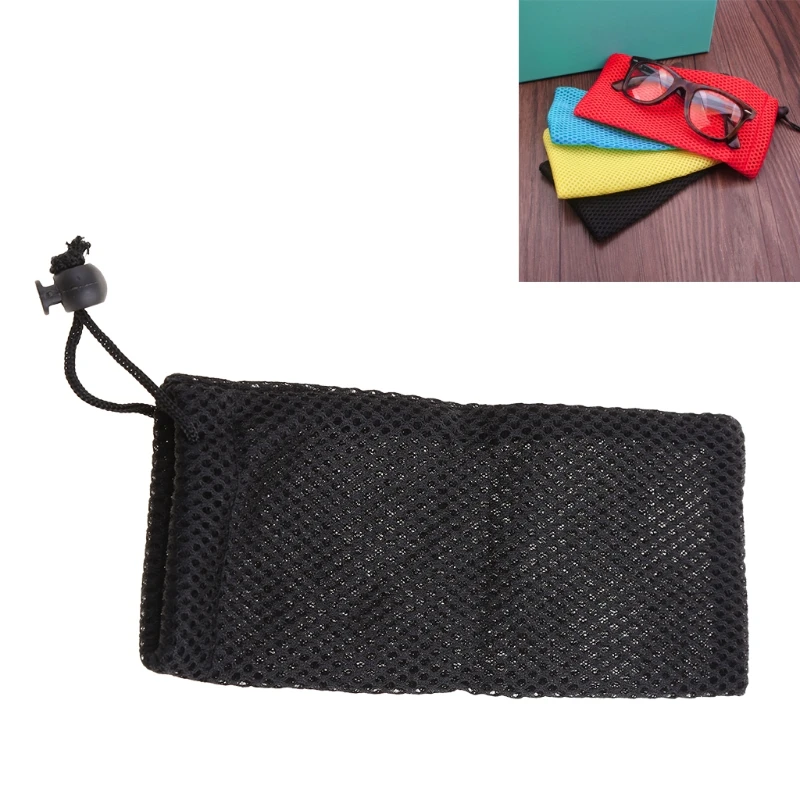 5Pcs Portable Mesh Plaid Sunglasses Eyeglasses Cloth Storage Bag Glasses Pouch Case Color Random delivery