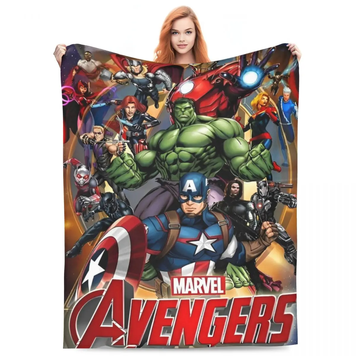 Warm Blanket Travel Office Avengers Marvel Assemble Bedding Throws Flannel Bedspread For Home DecorGraphic Sofa Bed Cover