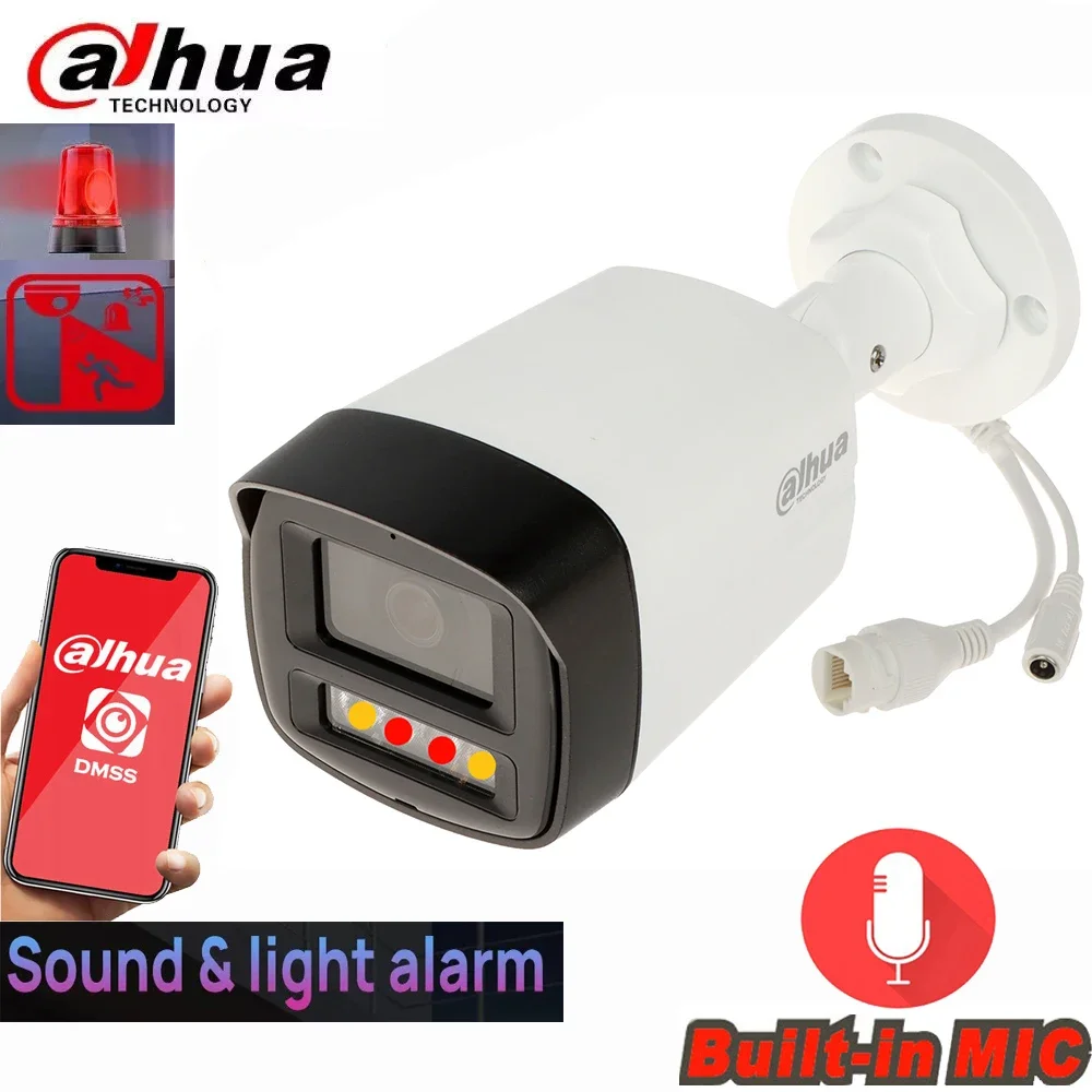 Dahua IPC-HFW2449TL-S-PV 4MP Smart Light SMD+ PoE Wizsense IP Camera 2-Way Talk Sound& Light Alarm function