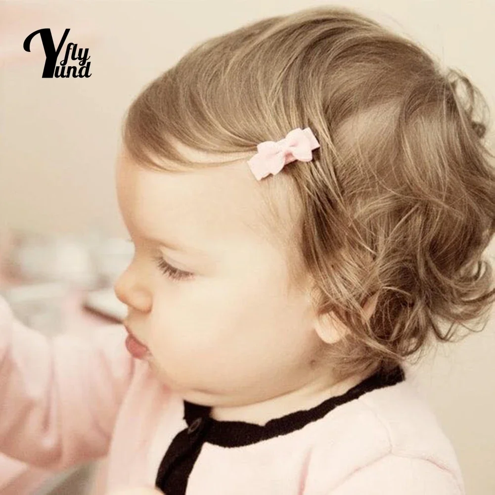 Yundfly 4*2 CM Mini Solid Color Bowknot Bangs Hairpins Fashion Grosgrain Ribbon Bows Infant Hair Clips Baby Headwear Photo Props