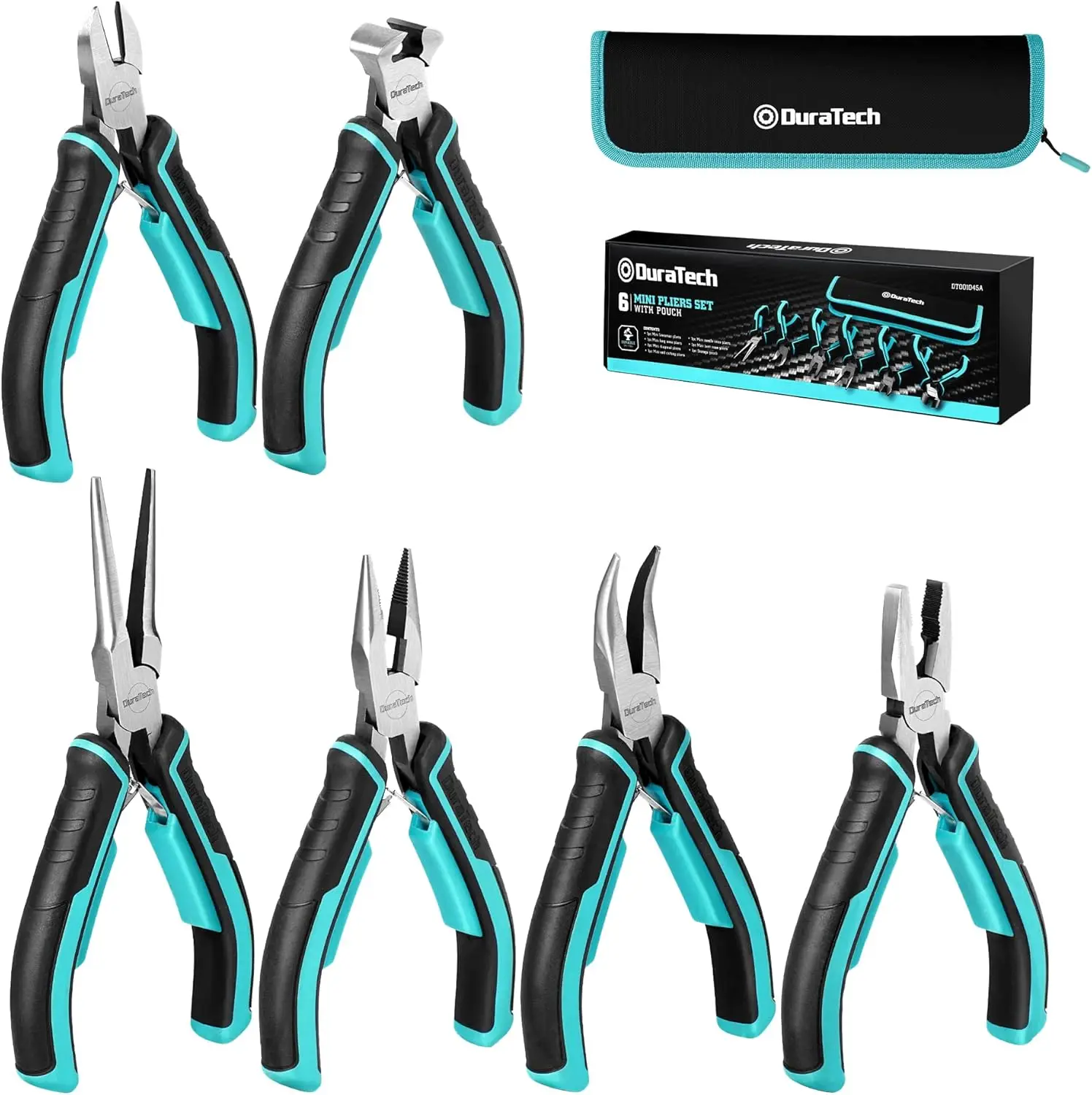

6PCS Mini Pliers Set, CRV Jewelry Tools with Needle Nose, Diagonal, Long Nose, Bent Nose, End Cutting, Linesman - for Crafts & E
