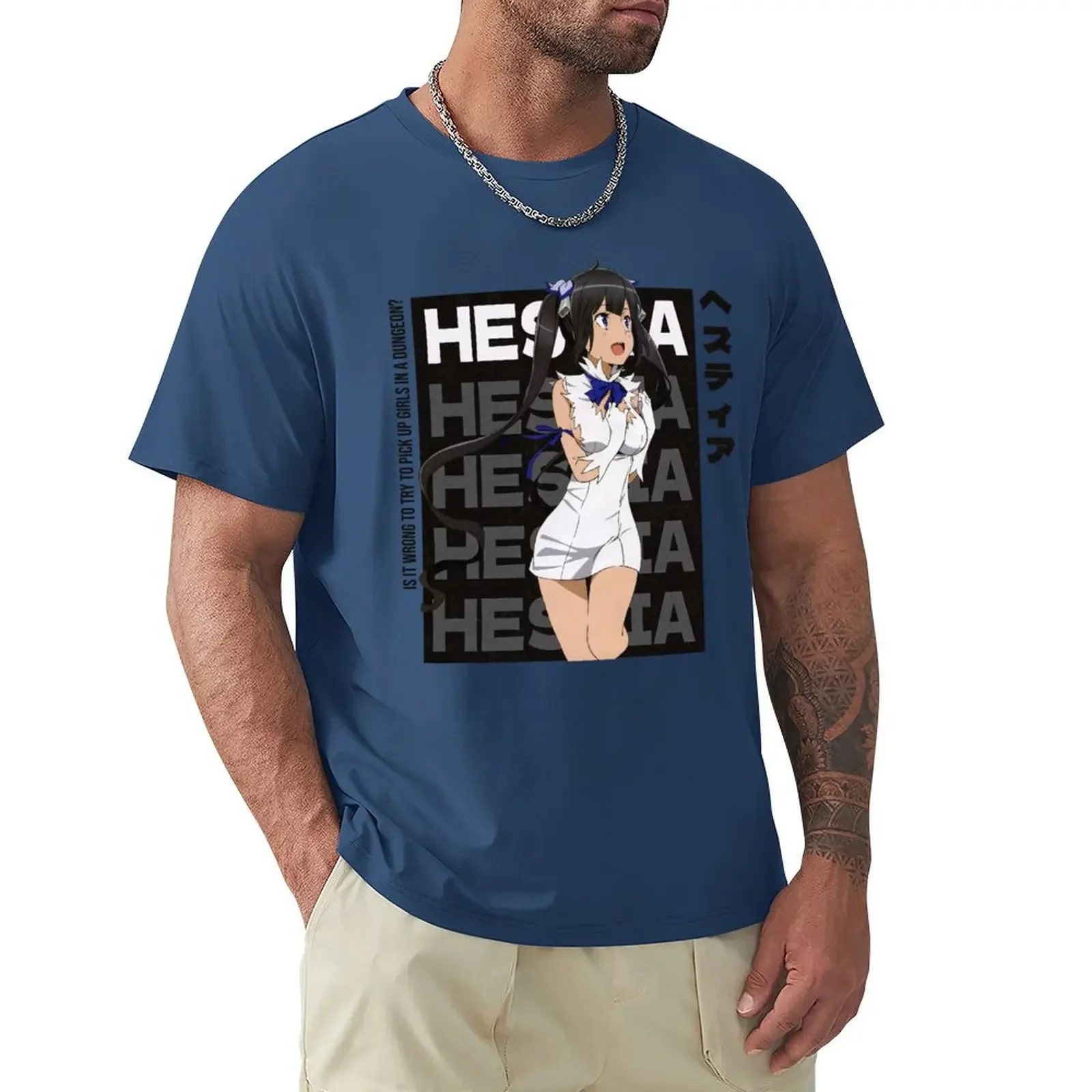 Hestia Is It Wrong to Try to Pick Up Girls in a Dungeon? T-shirt oversizeds boys animal print customs mens t shirts pack