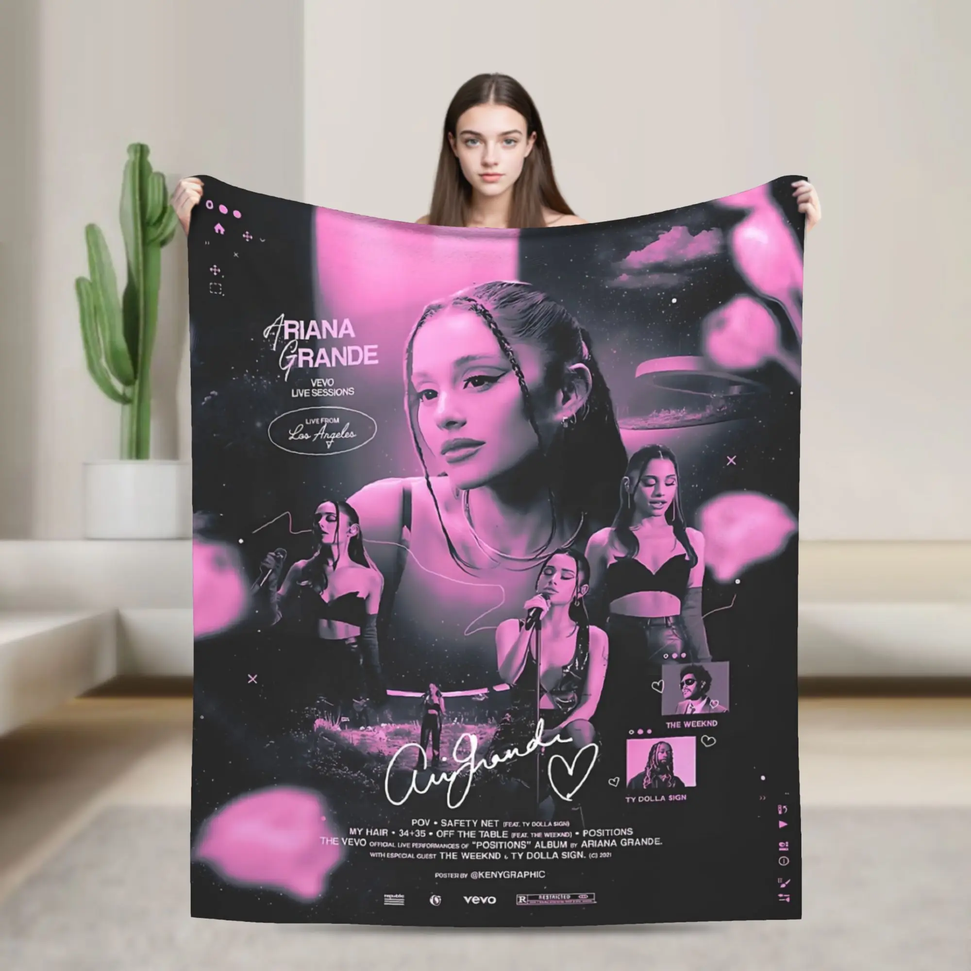 

The Best Singer Ariana Blanket Flannel Summer Air Conditioning Grande R&B Breathable Soft Throw Blanket for Home Travel Quilt