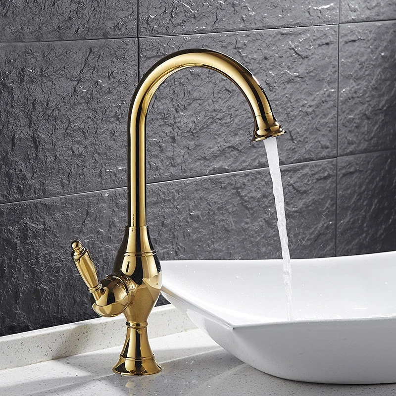 Kitchen Faucet European Antique Style Bathroom Basin Faucets Single Hole Sink lavatory Tap Cold and Hot Water Mixer Tap Crane