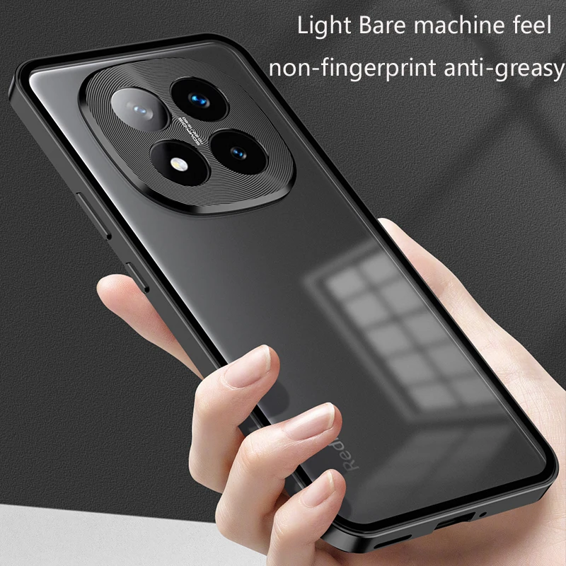 Luxury Phone Case Metal Spring Matte Back Cover For Redmi Note13 14 Pro Plus 5G Protection Case Magnetic Shockproof Bumper Funda