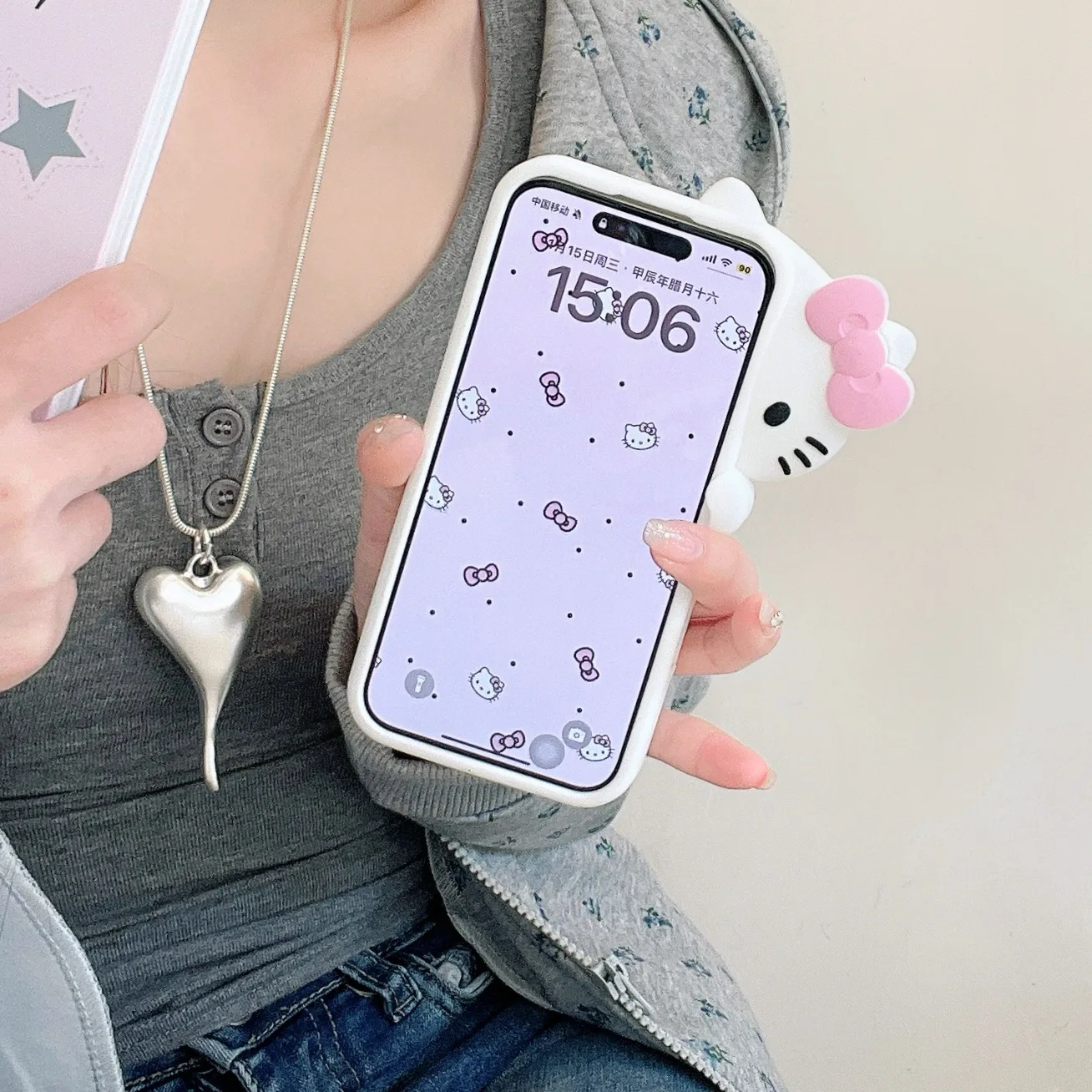 การ์ตูนน่ารักสีชมพูProbe Hello KittyเหมาะสําหรับiPhone 16 15 13/14 Pro Maxเคสโทรศัพท์ซิลิโคนAnti Dropโทรศัพท์ป้องกัน