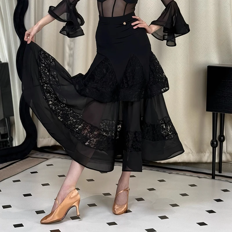 

Новая женская юбка для бальных танцев, костюм для современных танцев, модная танцевальная юбка с высокой талией, юбка для вальса, латинская юбка XH2626