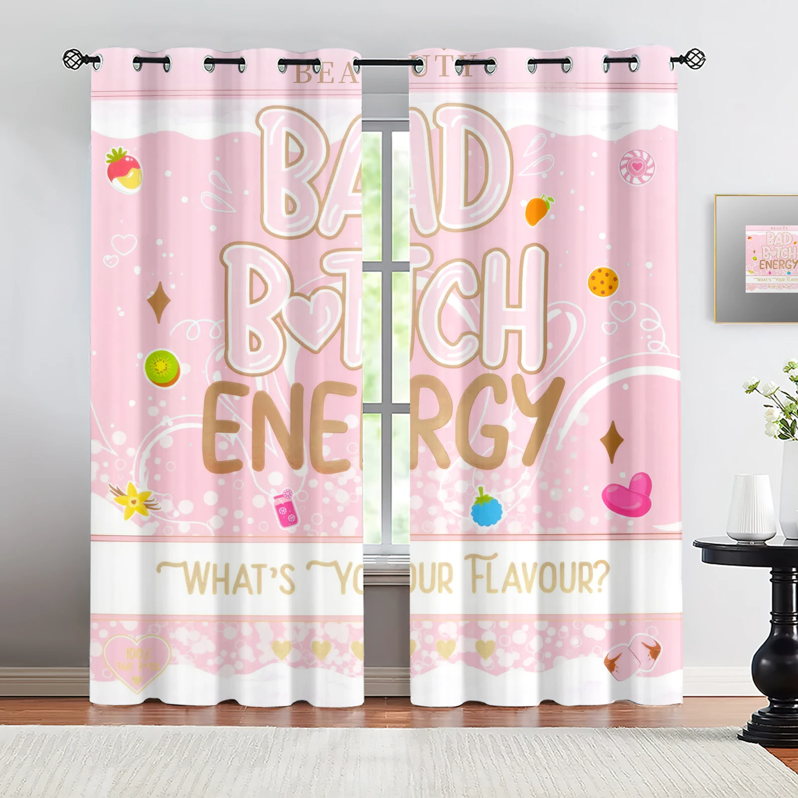 Bad Girl Energy Sweet Fun 85% cortinas opacas '¿Qué es tu sabor==== Cortinas de ventana de moda atrevidas para dormitorio y sala de estar