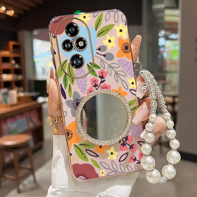 

Чехол для телефона 200 Pro с мультяшным цветочным браслетом и покрытием для Honor 200 300 300Ultra X60 X6A X9B X6 X8B X50 90 Magic 5Lite 6Pro Cover