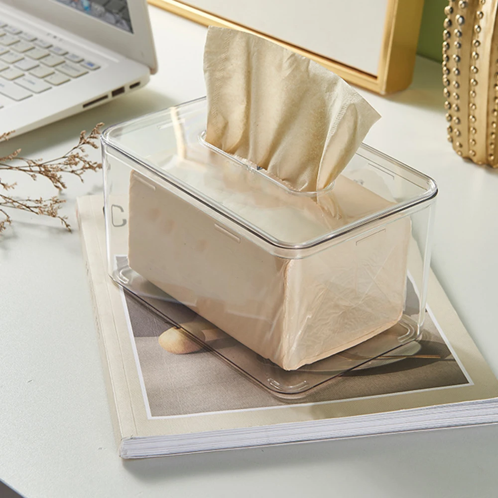 Exquisite tissue box high-grade draw paper box acrylic household coffee table multi-function remote control desktop storage box