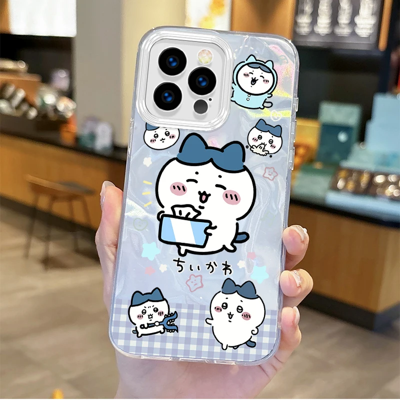 Lovely J-Jiyikawas Cartoon Gradient Phone Case for iPhone 16 15 14 13 12 11 8 7 6 Pro Max Plus XS XR Hard Shockproof Matte Cover