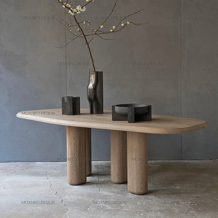 

Nordic minimalist modern designer dining table minimalist desk creative pure solid wood special-shaped dining table wabi **** wi