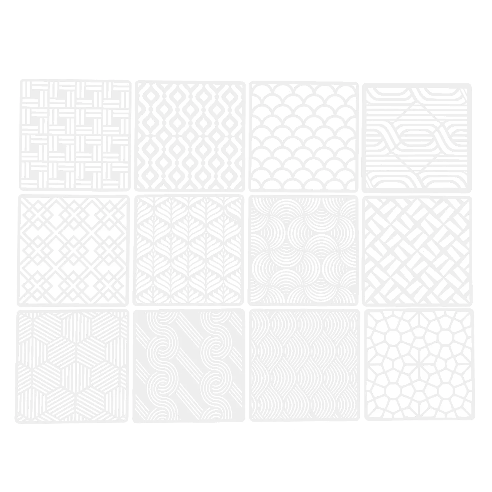 

12 Pcs Geometric Drawing Template Geometry Stencil Stencils Decor Large Size Wall Painting DIY Craft Hollow Out Templates