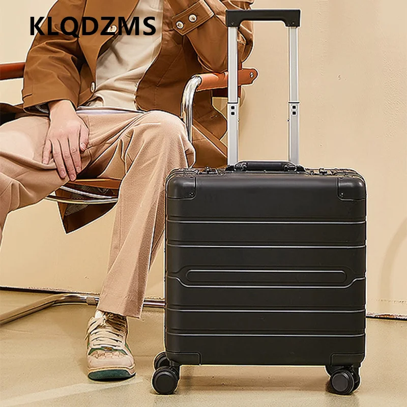 KLQDZMS 18 Inches Handheld Travel Suitcase All Aluminum Magnesium Alloy Boarding Box Men's Small Trolley Case Business Luggage