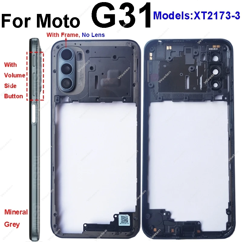 Middle Housing For Motorola MOTO G31 G41 G71 XT2167-2 Middle Holder Cover Bezel with Camera Frame Volume Button Parts