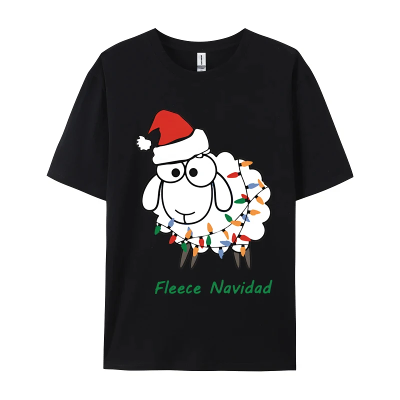 

Fleece Navidad Christmas Sheep Vintage T-shirt Graphic Printed T-shirt Fun Print O-neck Romantic T-shirt