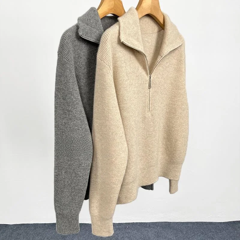 

Чистый цвет Camere Thiened f Вязаный свитер на молнии с базовым слоем Faionable Commute Sle Long Sve Теплый терможенский свитер...