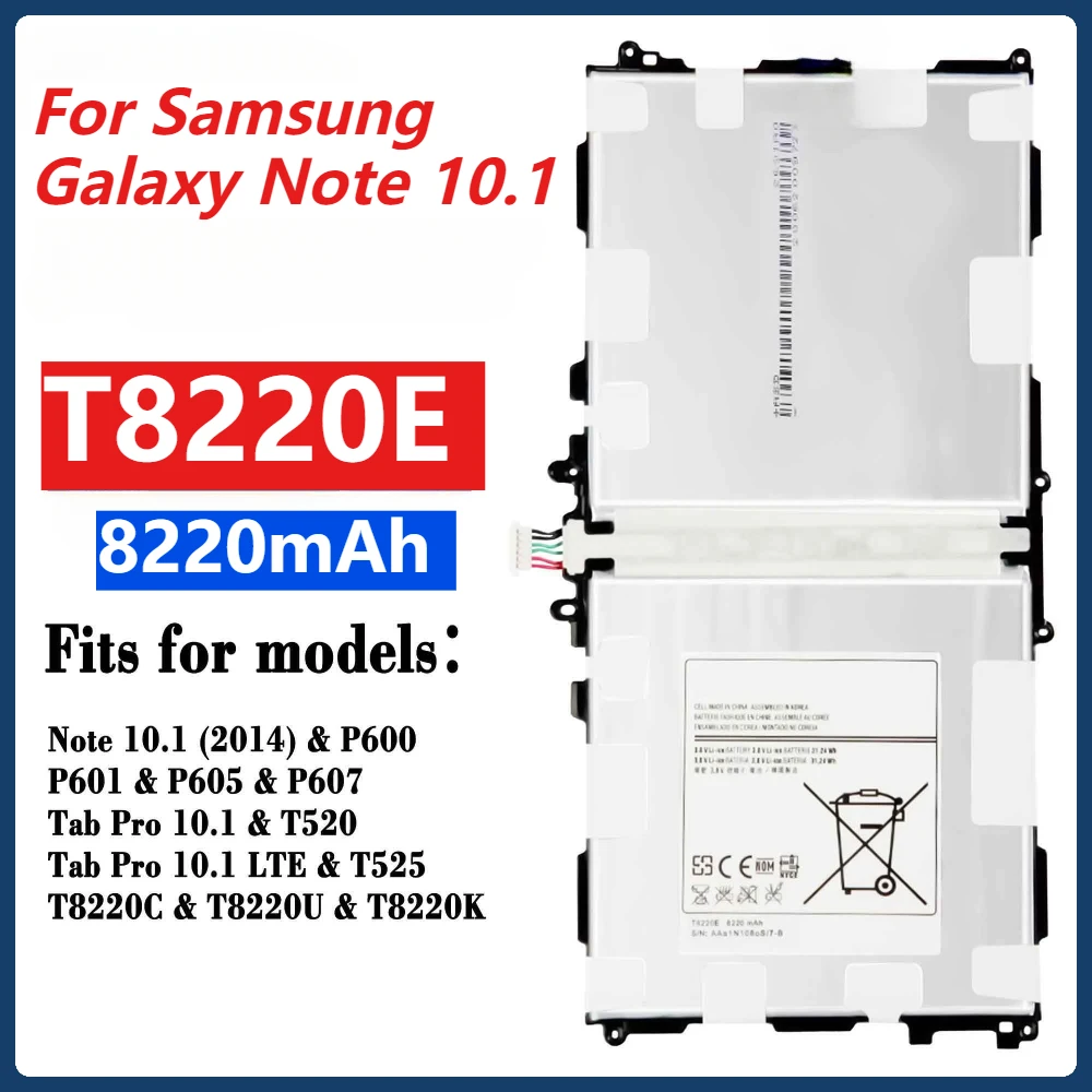 New Tablet T8220E Battery 8220mAh for Samsung Galaxy Note 10.1 Tab Pro P600 P601 P605 P607 T520 T525 High Quality High-capacity