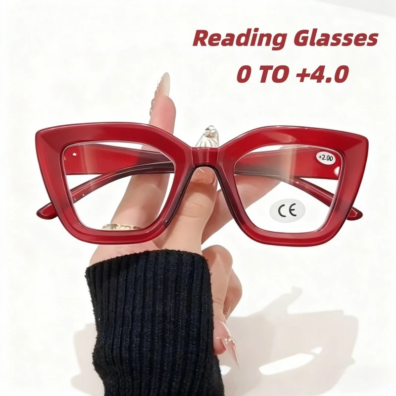 

Fashionable Oversized Cat-Eye Reading Glasses Butterfly-Shaped Frame Premium HD Blue Light Blocking Presbyopia Glasses