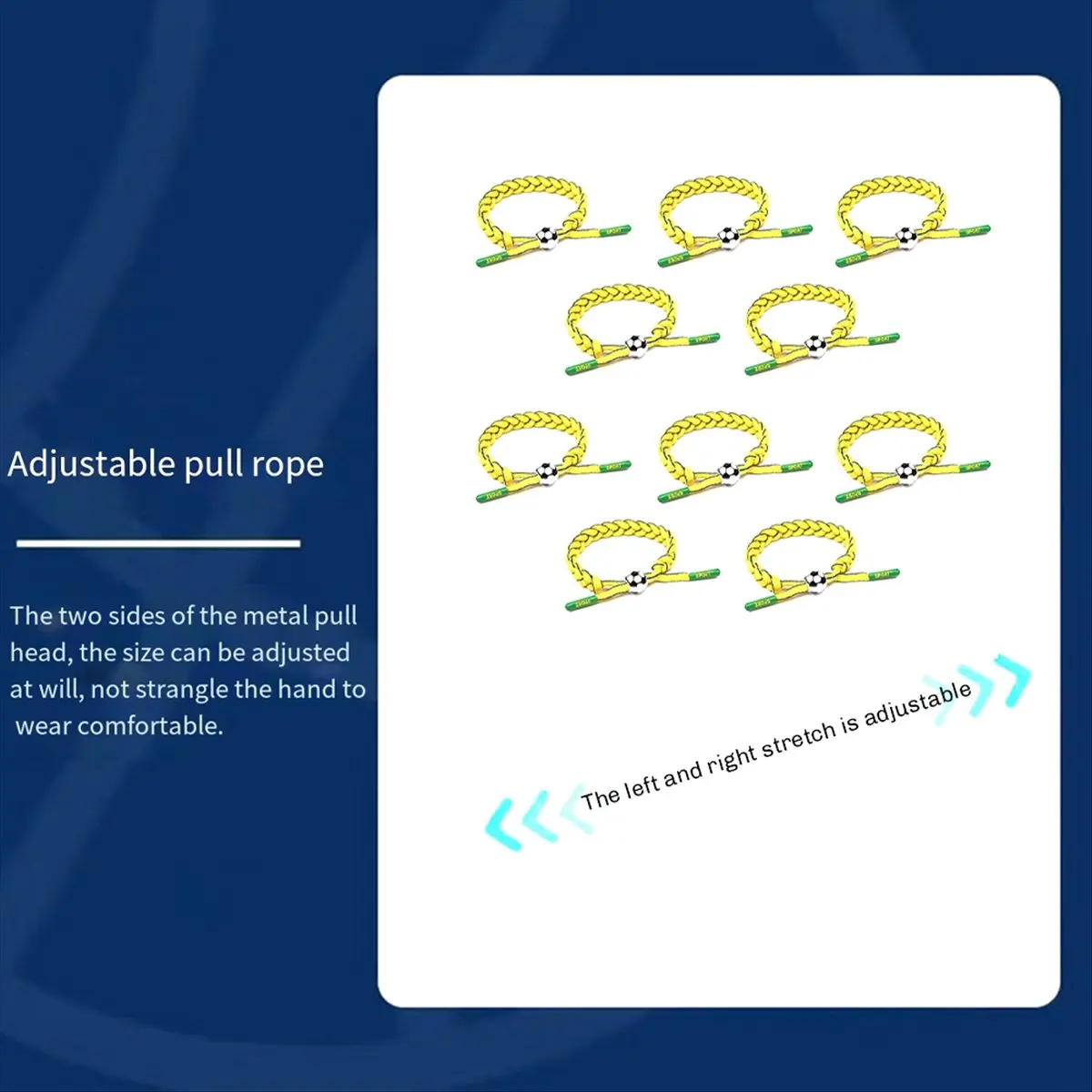 ABME 10 قطعة قابل للتعديل كرة القدم المنسوجة التفاف سوار الرياضة المشجعين سوار الحدث التذكارية للرجال المرأة أساور مطوية B