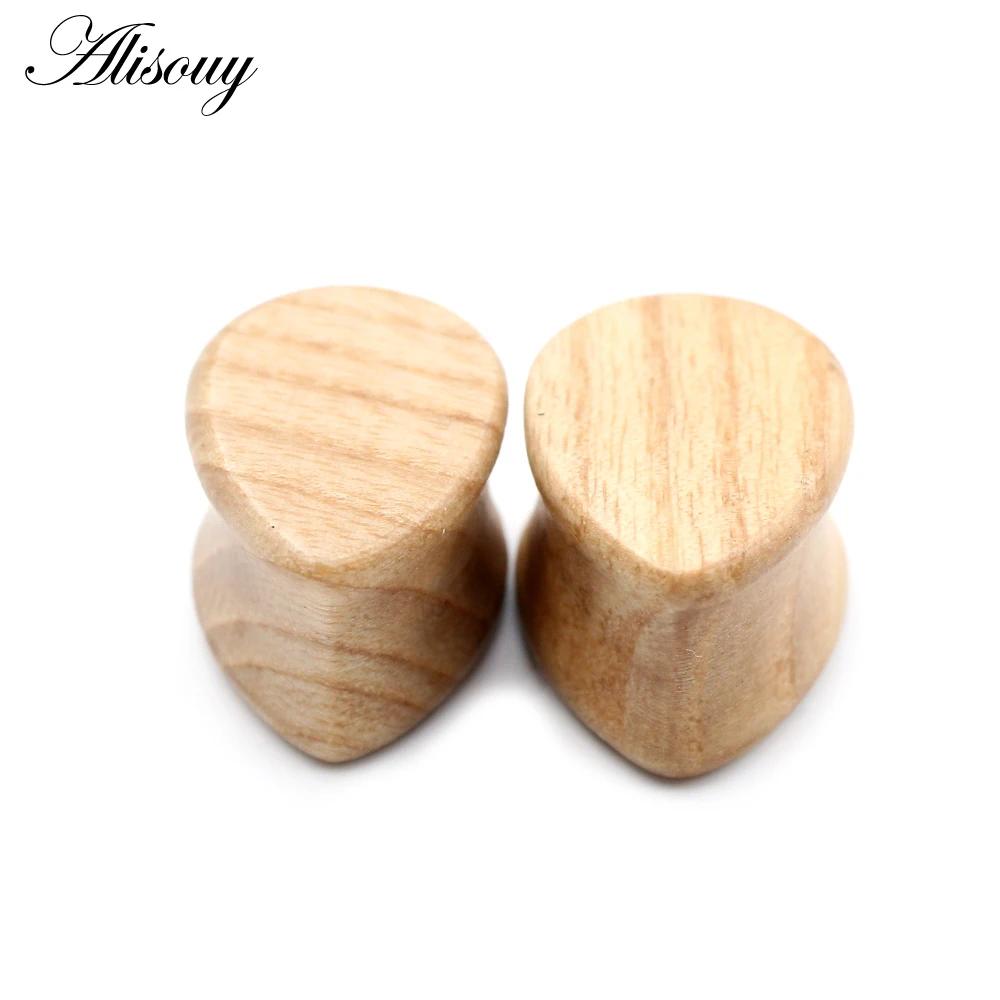 Alisouy 1pc Teardrop Water Drop Natural Wood Ear Plug Tunnel Earring Guages Stretcher Expander Women Men Piercing Body Jewelry