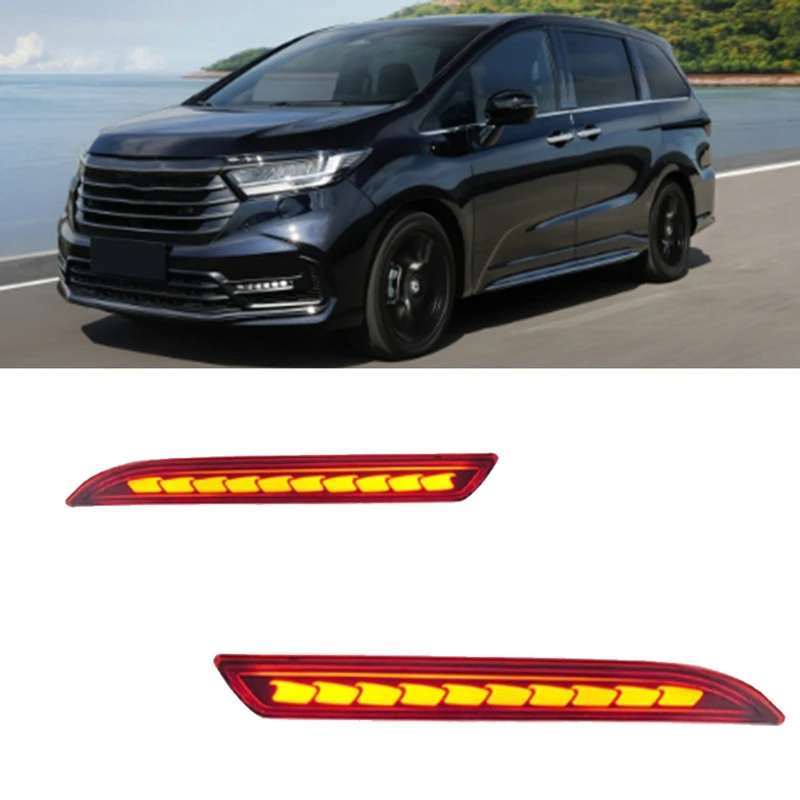 Rear Bumper LED Reflector For Honda Odyssey 2015-2024 City 2023-2024 ELYSION Dynamic Fog Light Reflector Warning Lamp Parts Kit