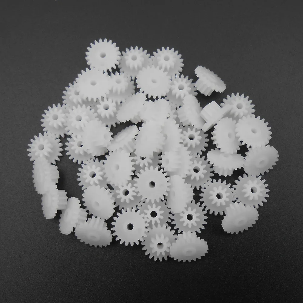 50Pcs 0.5 Modulus Plastic Double Gear Reduction Bilayer Gears 0.5M 20102A (20T + 10T) 1.95mm 2mm Aperture 2A Close Fitting 20102