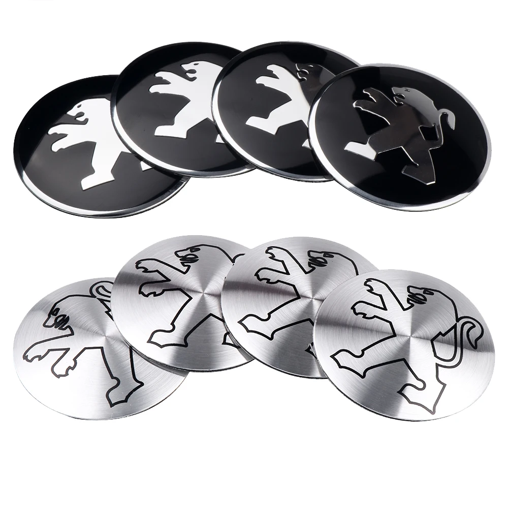 4pcs Metal Car Wheel Hub Cap Sticker Decals For Peugeot 206 207 208 306 307 308 406 407 408 508 106 107 108 2008 3008 5008 RCZ