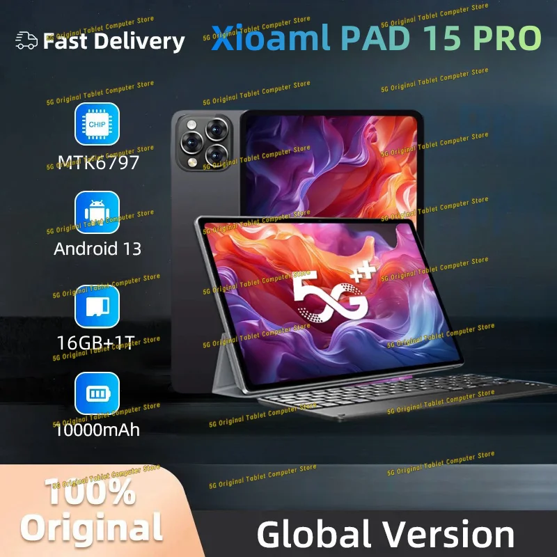 

Global Version Original Pad 15 Pro Tablet Android13 11 Inch 16GB 1024GB 5G Dual SIM Phone Call GPS Bluetooth WiFi Tablet PC