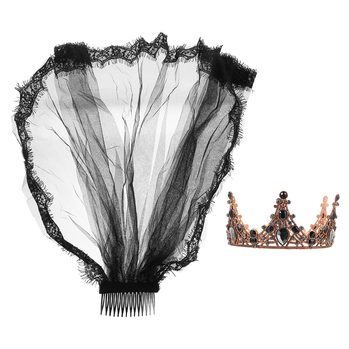 Black Vintage Lace Veil Halloween Costume Retro Bridal Wedding Mesh Party Cosplay Miss