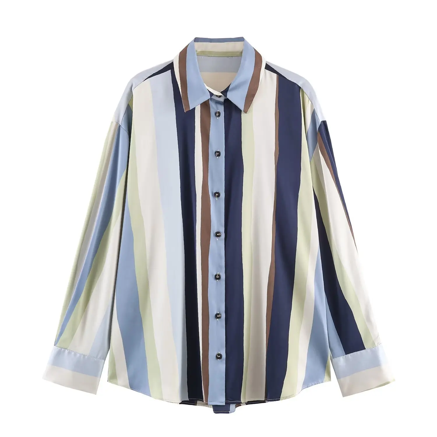 

Women's Fashion Casual Striped Satin Shirt Striped Satin Shirt Long Sleeve Button Down Blouse Casual Top Office Wear Daily 26YU