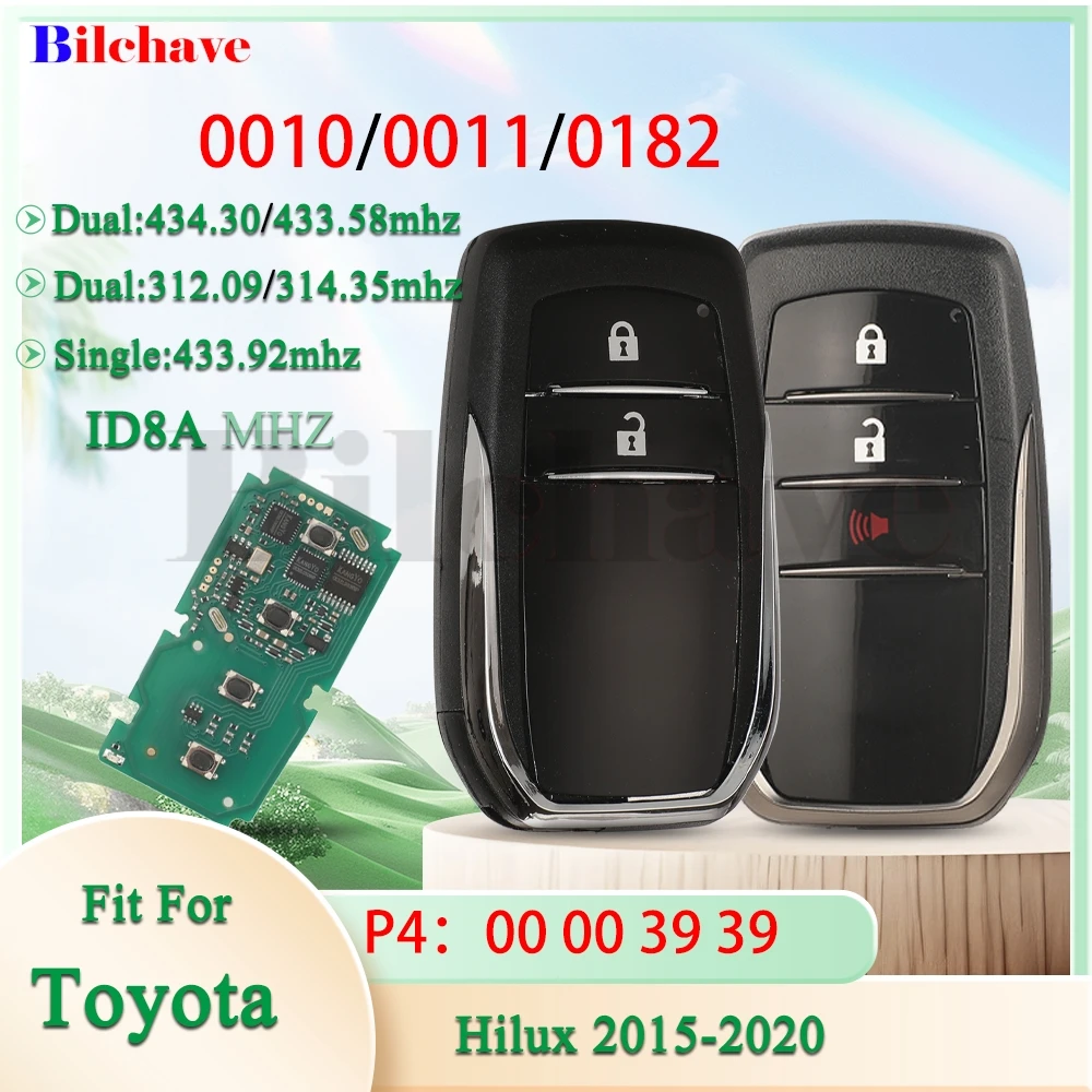 

jingyuqin 2/3 Buttons Board:0010/0011/0182 Smart Car Remote Key Fob For Toyota Hilux 2015-2020 P4: 39 ID8A Duel frequency FSK